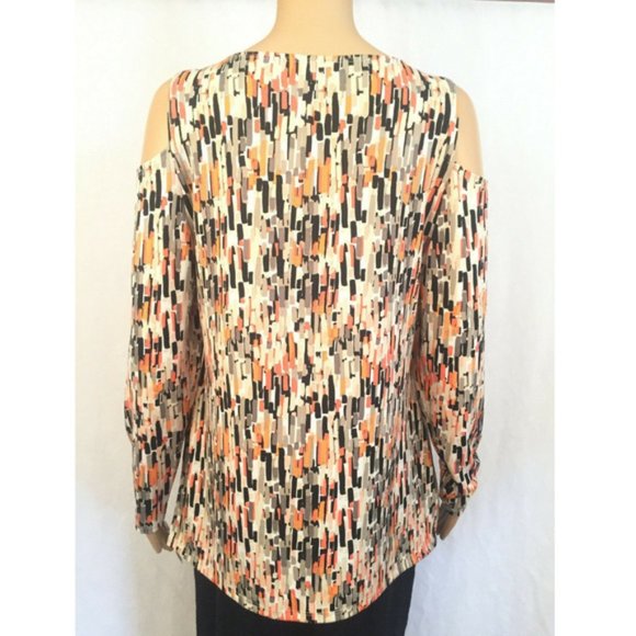 Claudia Ev Beige Abstract Print Blouse Size Medium - Picture 3 of 5